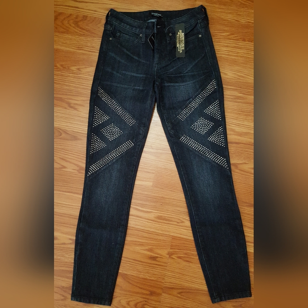 Bebe micro stud knee detail Skinny jeans